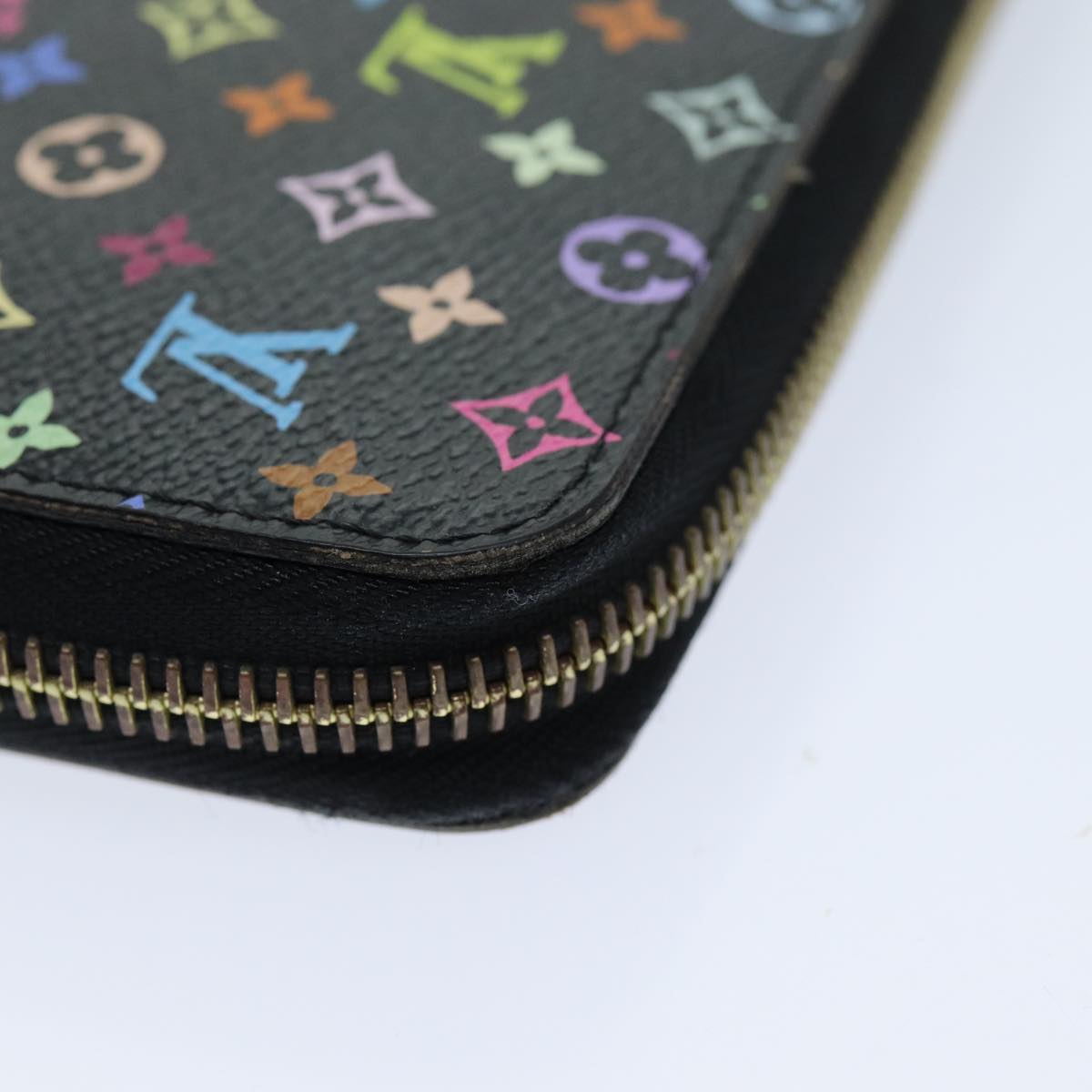 LOUIS VUITTON Monogram Multicolor Zippy Wallet Black M60243 LV 75413