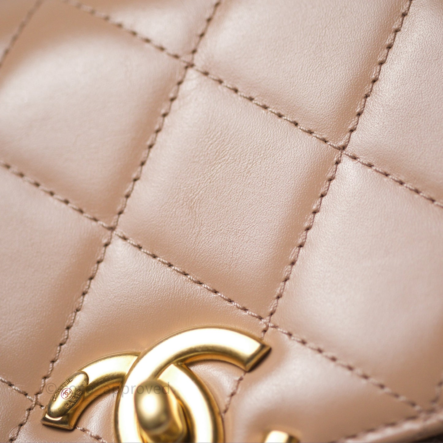 Chanel Quilted Small Perfect Fit Adjustable Beige Calfskin Gold Hardware 21A