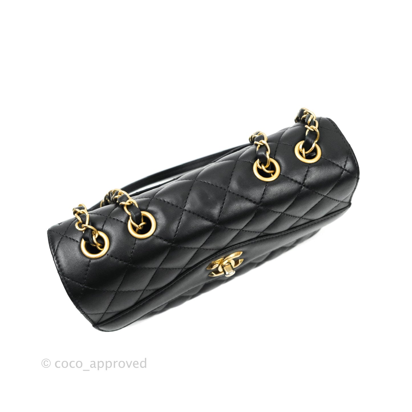Chanel Coco Vintage Flap Bag Black Lambskin Aged Gold Hardware