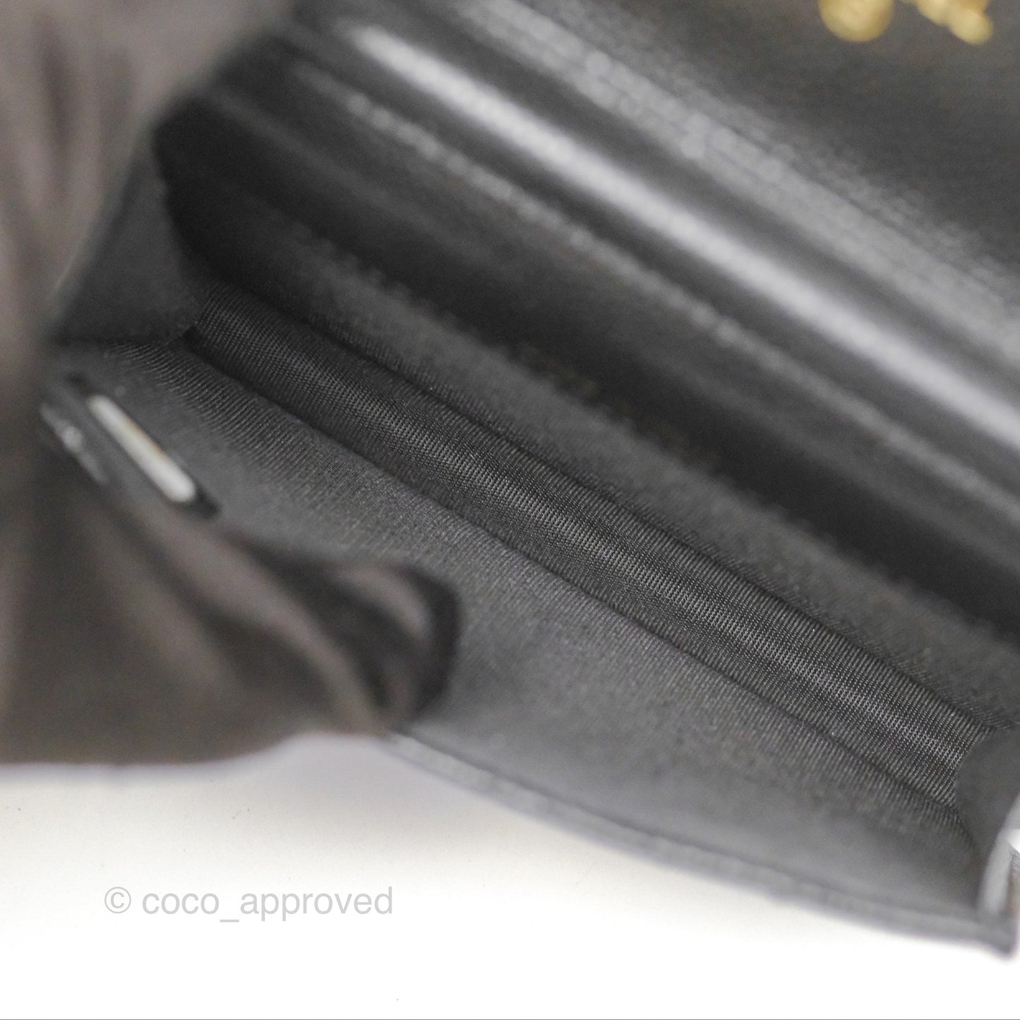 Chanel Miss Coco Clutch With Chain Quilted Black Caviar Gold Hardware
