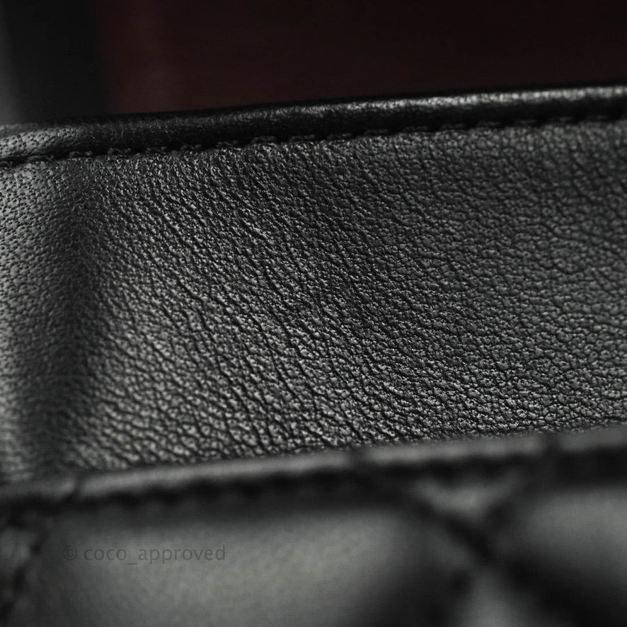 Chanel Classic M/L Medium Double Flap Black Lambskin Silver Hardware