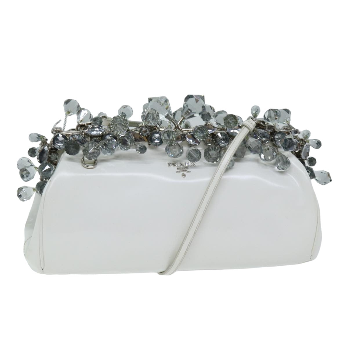 Luxury PradaShoulder Bag Patent leather White 75425