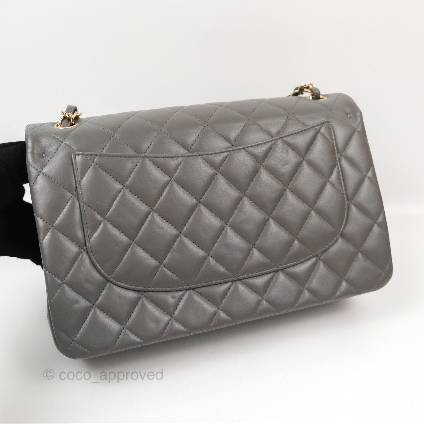 Chanel Jumbo Double Flap Dark Grey Lambskin Gold Hardware⁣⁣