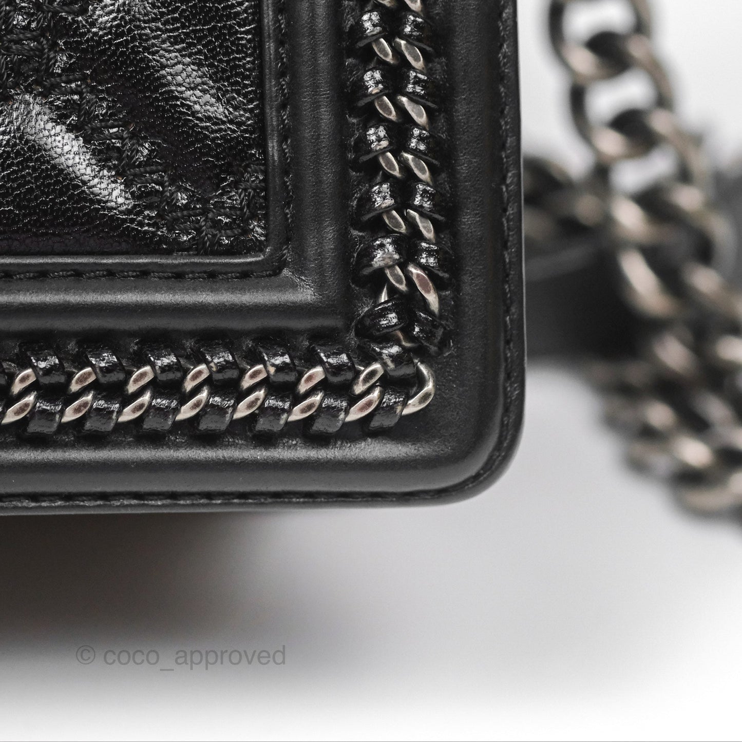 Chanel Small Chain Around Top Handle Boy Black Calfskin Ruthenium Hardware