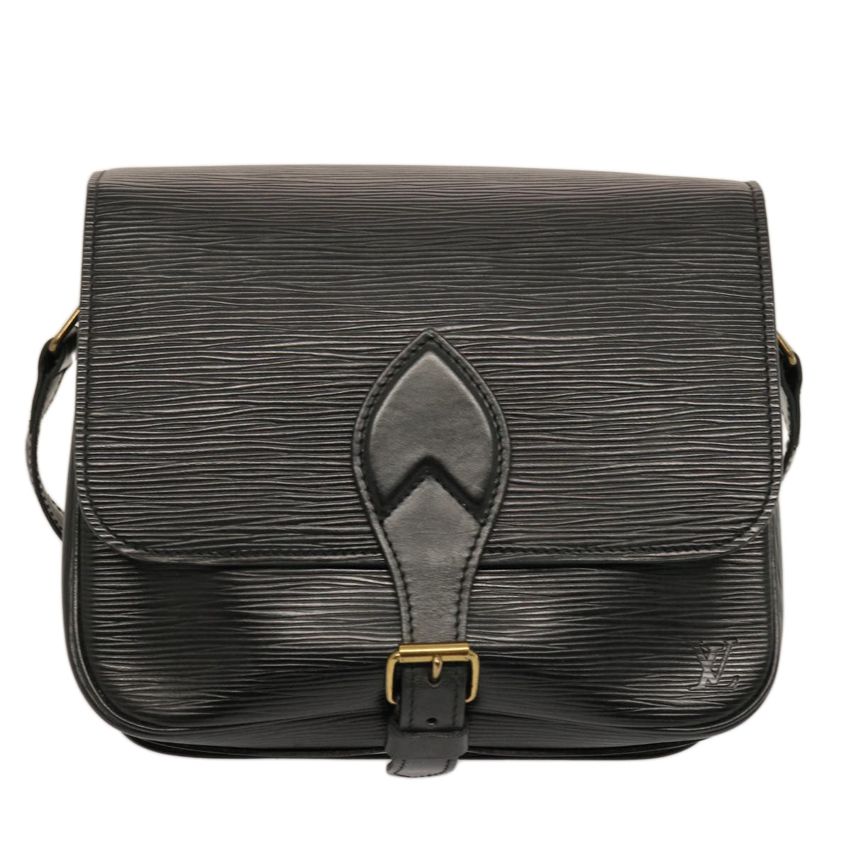 LOUIS VUITTON Epi Cartouchiere MM Shoulder Bag Black Noir M52242 LV 75460