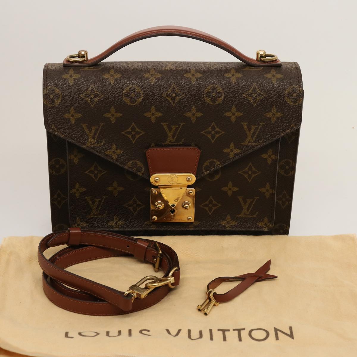 LOUIS VUITTON Monogram Monceau 28 Hand Bag 2way M51185 LV 75470