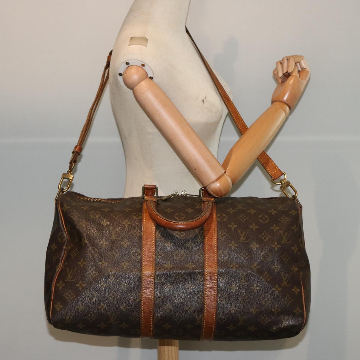 LOUIS VUITTON Monogram Keepall Bandouliere 45 Boston Bag M41418 LV 75488