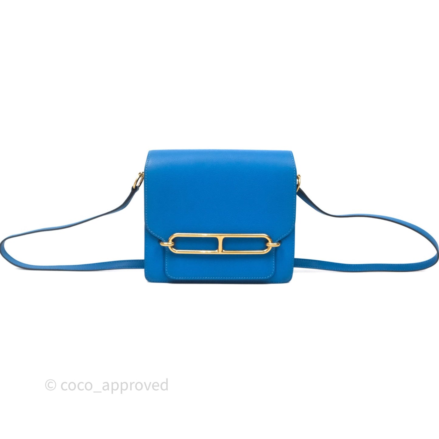 Hermès Roulis Mini 18 Bleu Zanzibar B3 Evercolor Gold Hardware