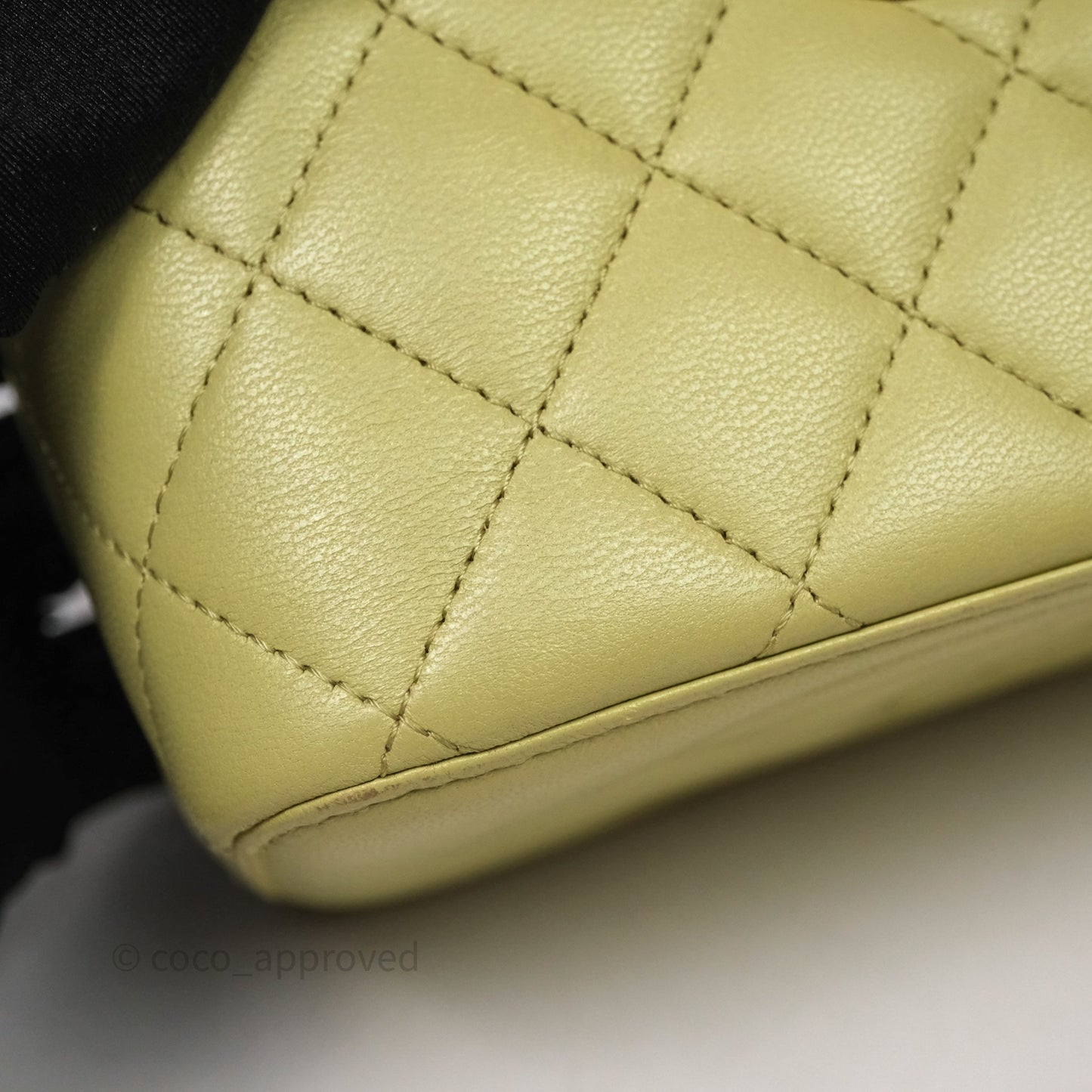 Chanel Quilted Vanity With Chain Lambskin Green Gold Hardware