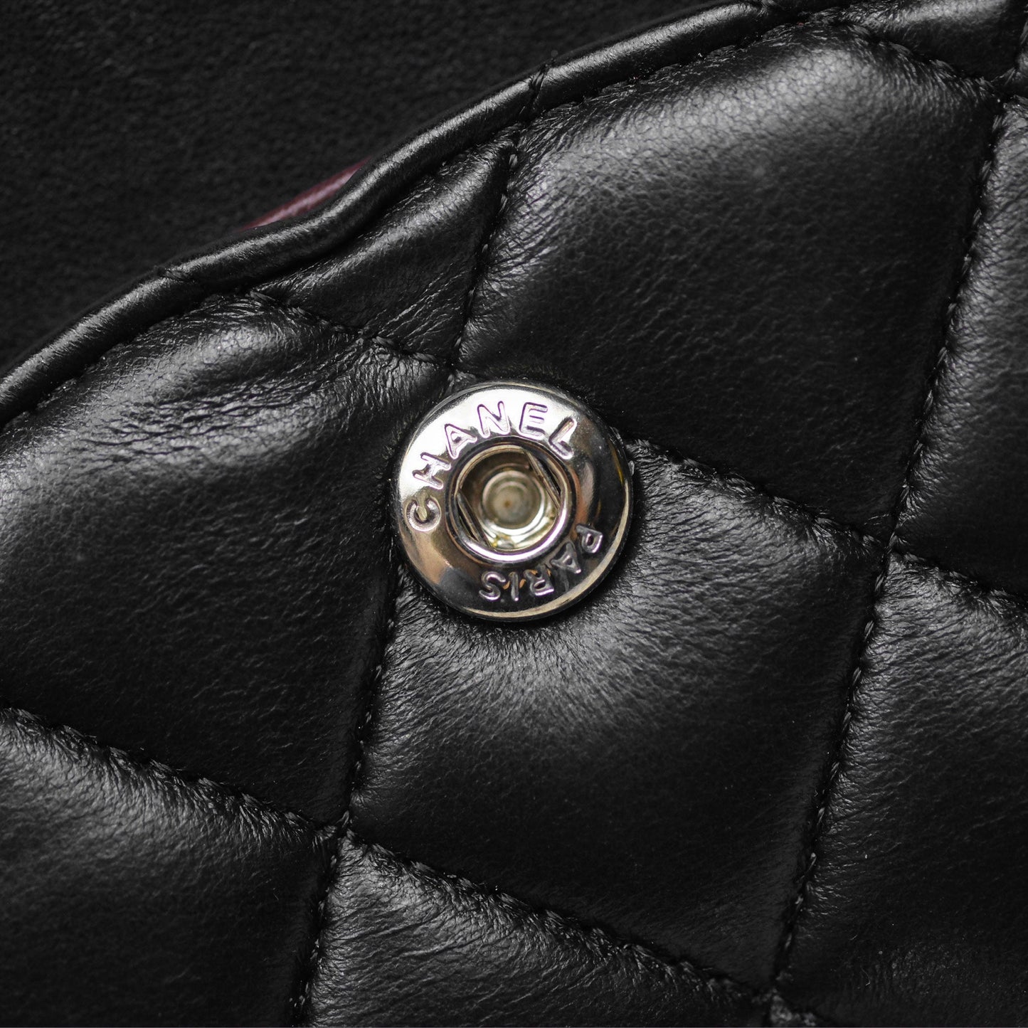 Chanel Classic M/L Medium Flap Quilted Black Lambskin Silver Hardware