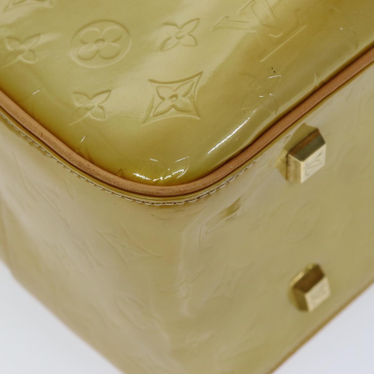 LOUIS VUITTON Monogram Vernis Sutton Boston Bag Beige M91139 LV 75504