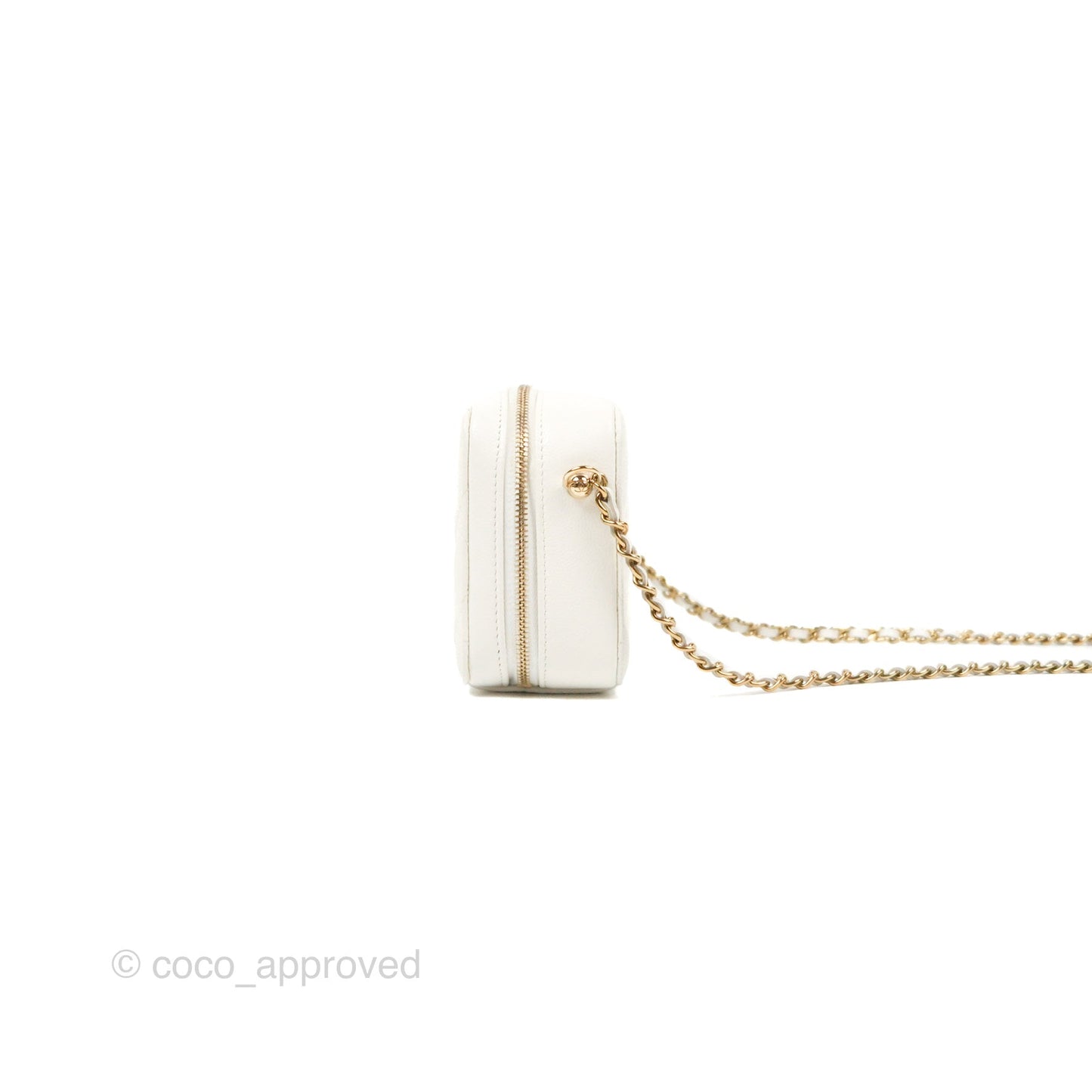 Chanel Mini Quilted Camera Case White Caviar Gold Hardware