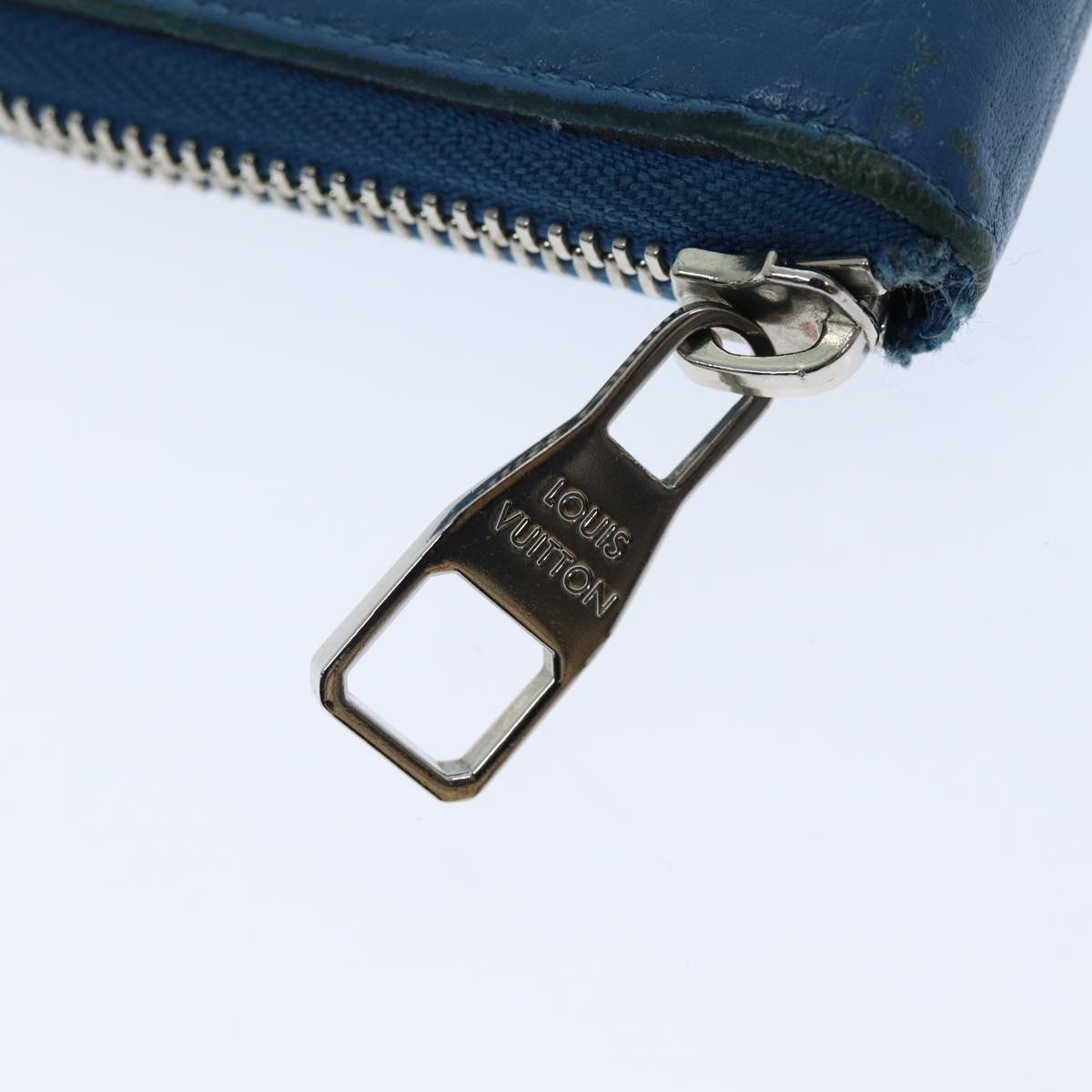 LOUIS VUITTON Suhari Zippy Wallet Long Wallet Leather Blue LV 75512