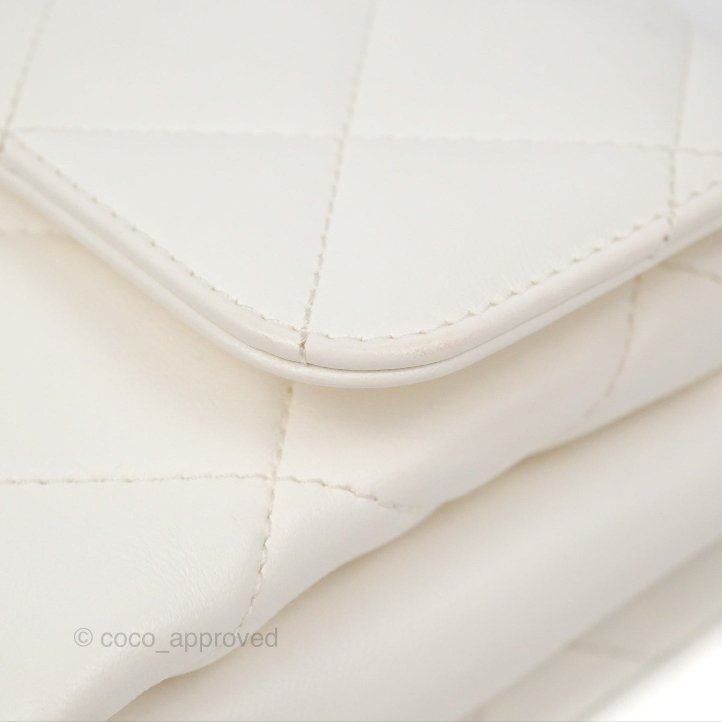 Chanel Crystal Logo Handle Flap Bag White Lambskin 22S