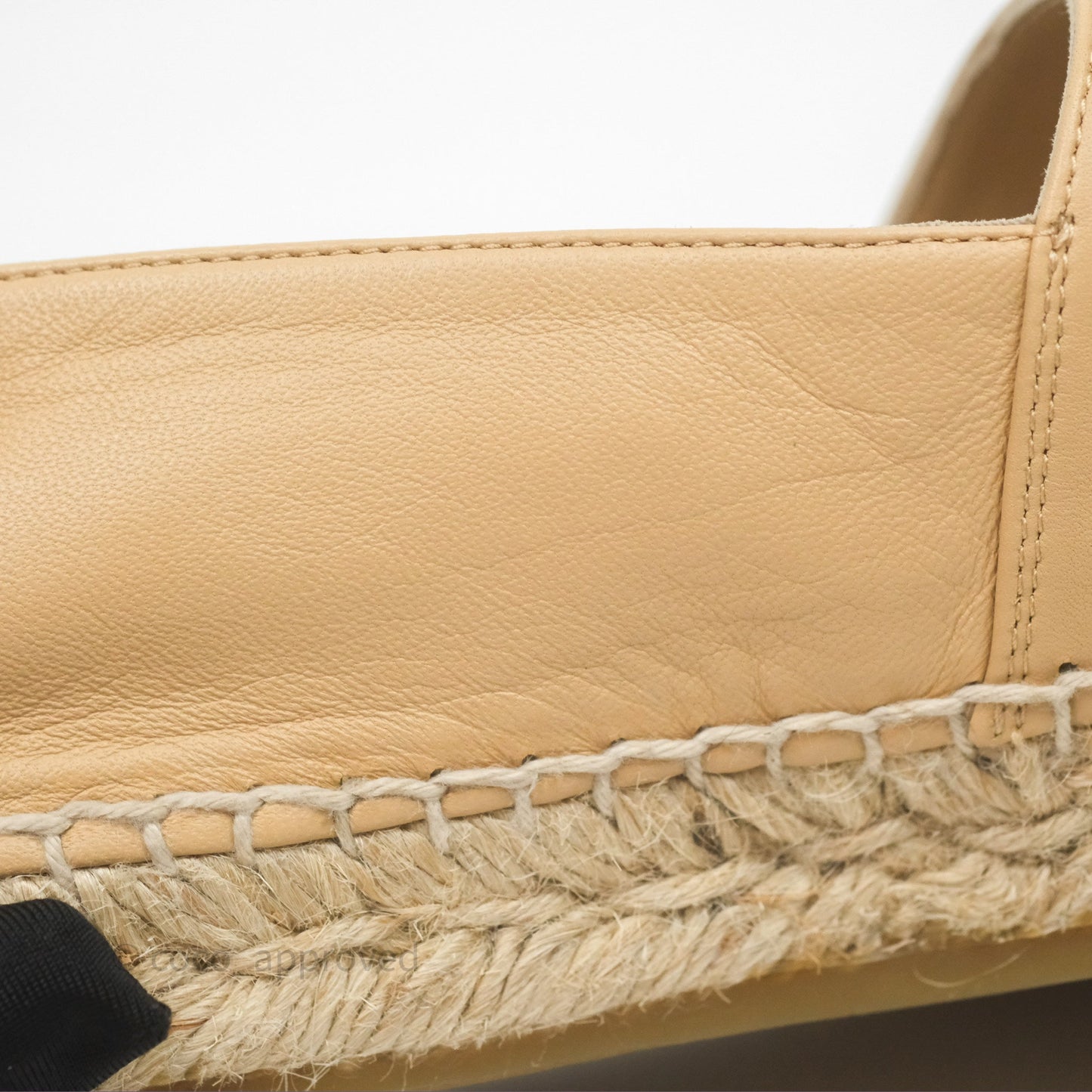 Chanel CC Espadrilles Beige Black Lambskin Size 38
