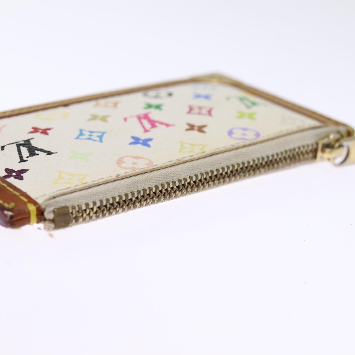 LOUIS VUITTON Monogram Multicolor Pochette Cles Purse White M92655 75531