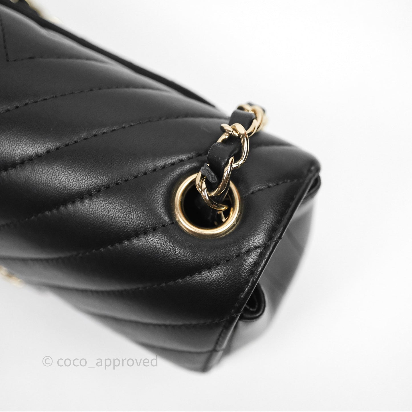 Chanel Quilted Mini Rectangular Chevron Black Lambskin Gold Hardware