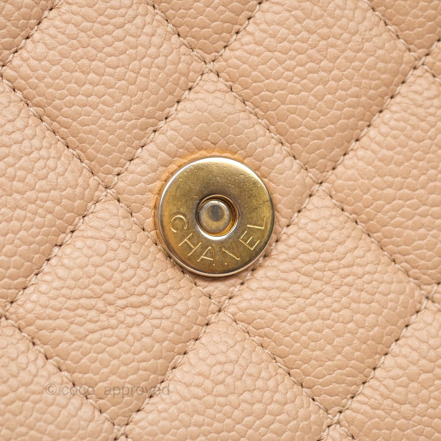 Chanel Small CC Filigree Flap Quilted Beige Black Caviar