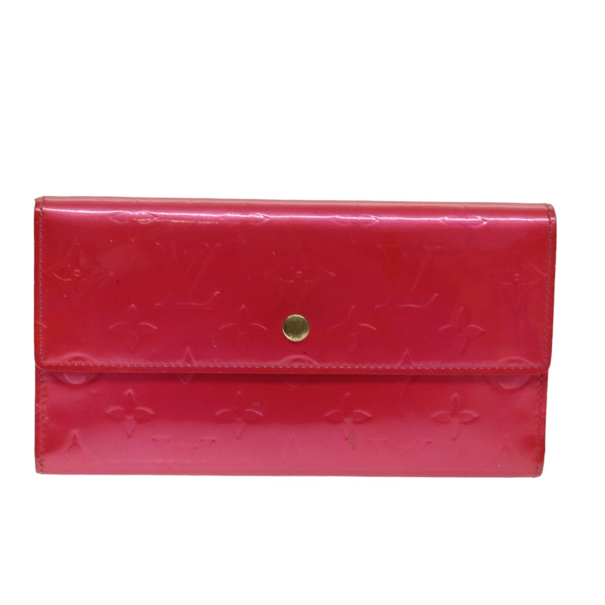 LOUIS VUITTON Vernis Porte Tresol International Wallet Pink M91246 LV 75577