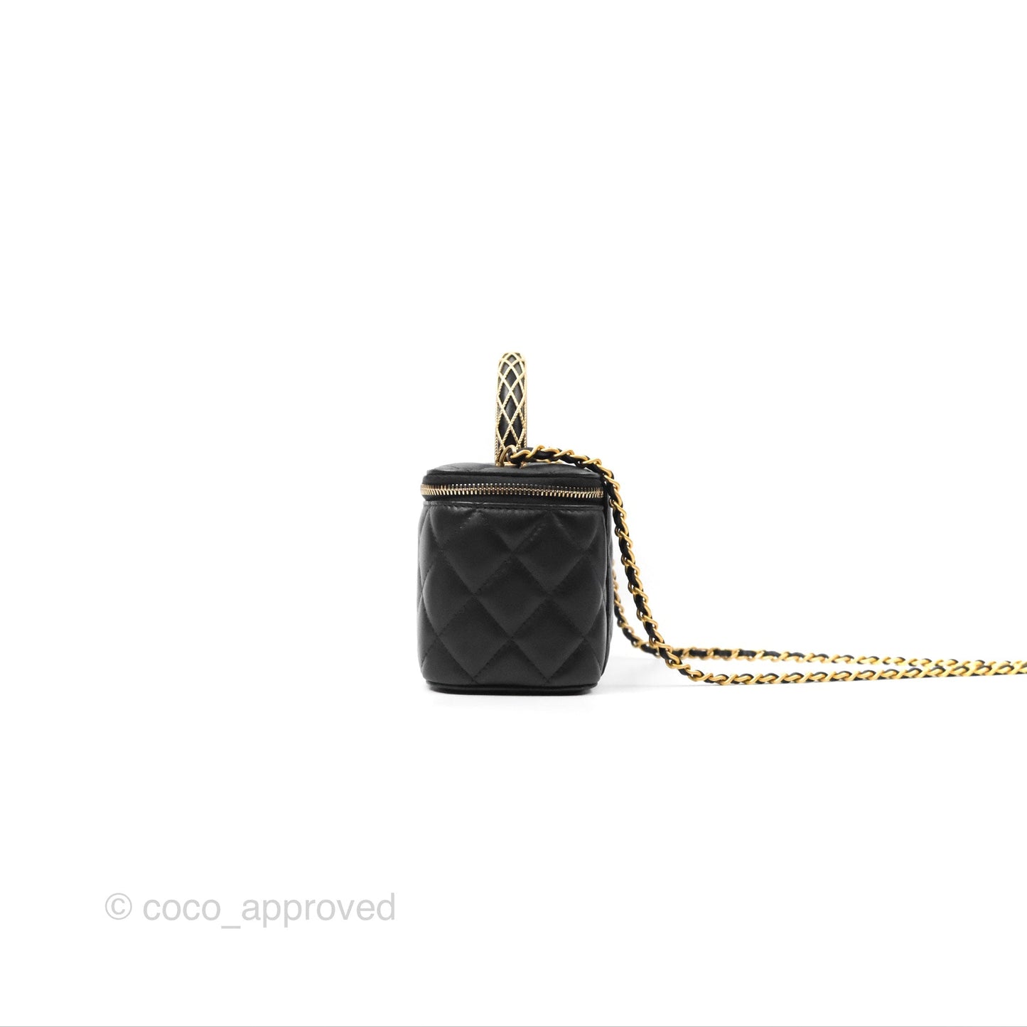 Chanel Top Handle Vanity Rectangular Black Lambskin Gold Hardware