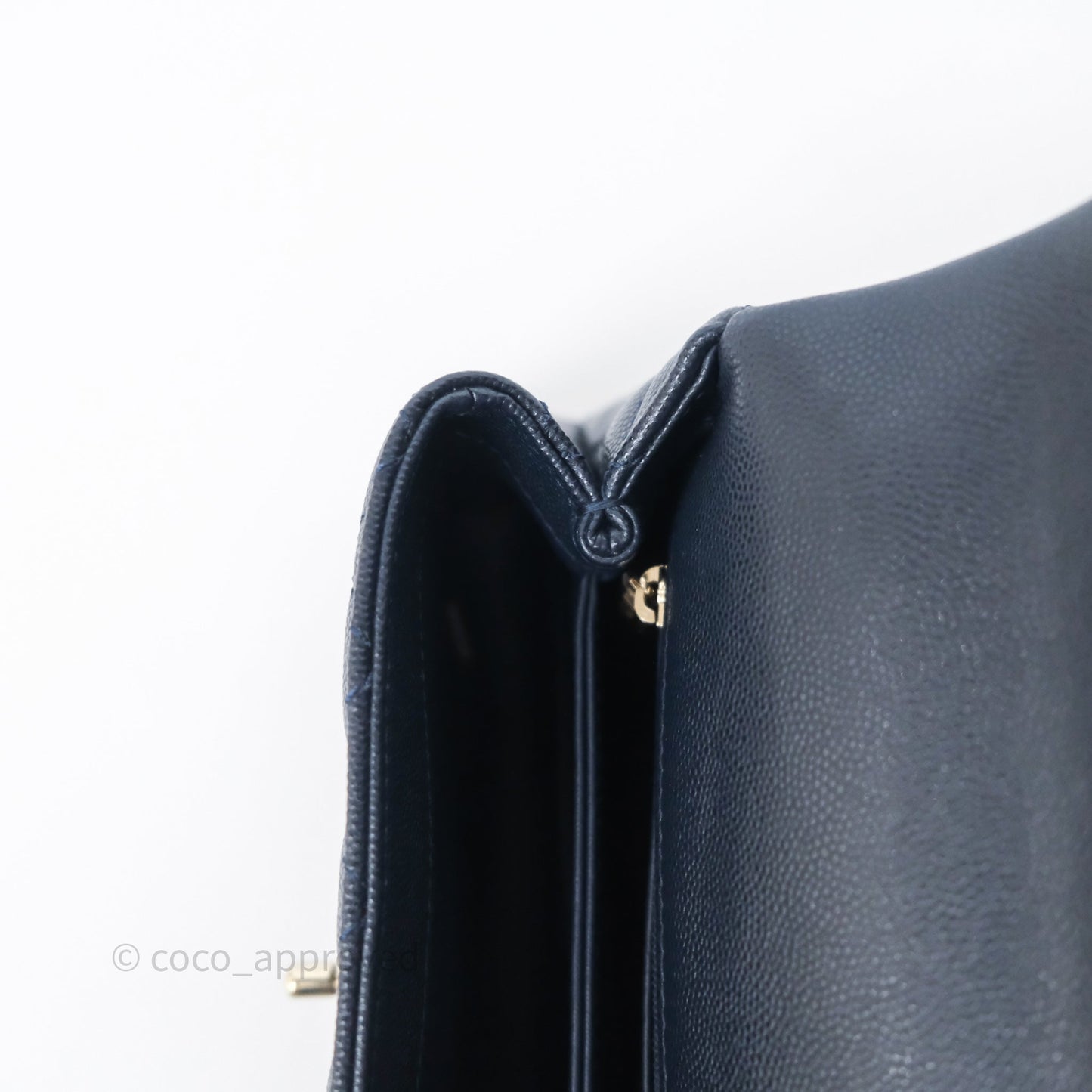 Chanel Small Coco Handle Navy Caviar Light Gold Hardware