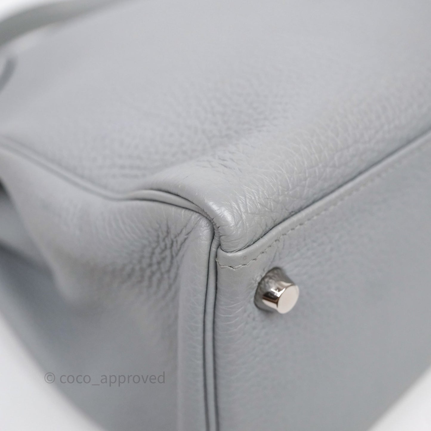 Hermès Kelly 32 Retourne Bleu Glacier 8U Togo Palladium Hardware