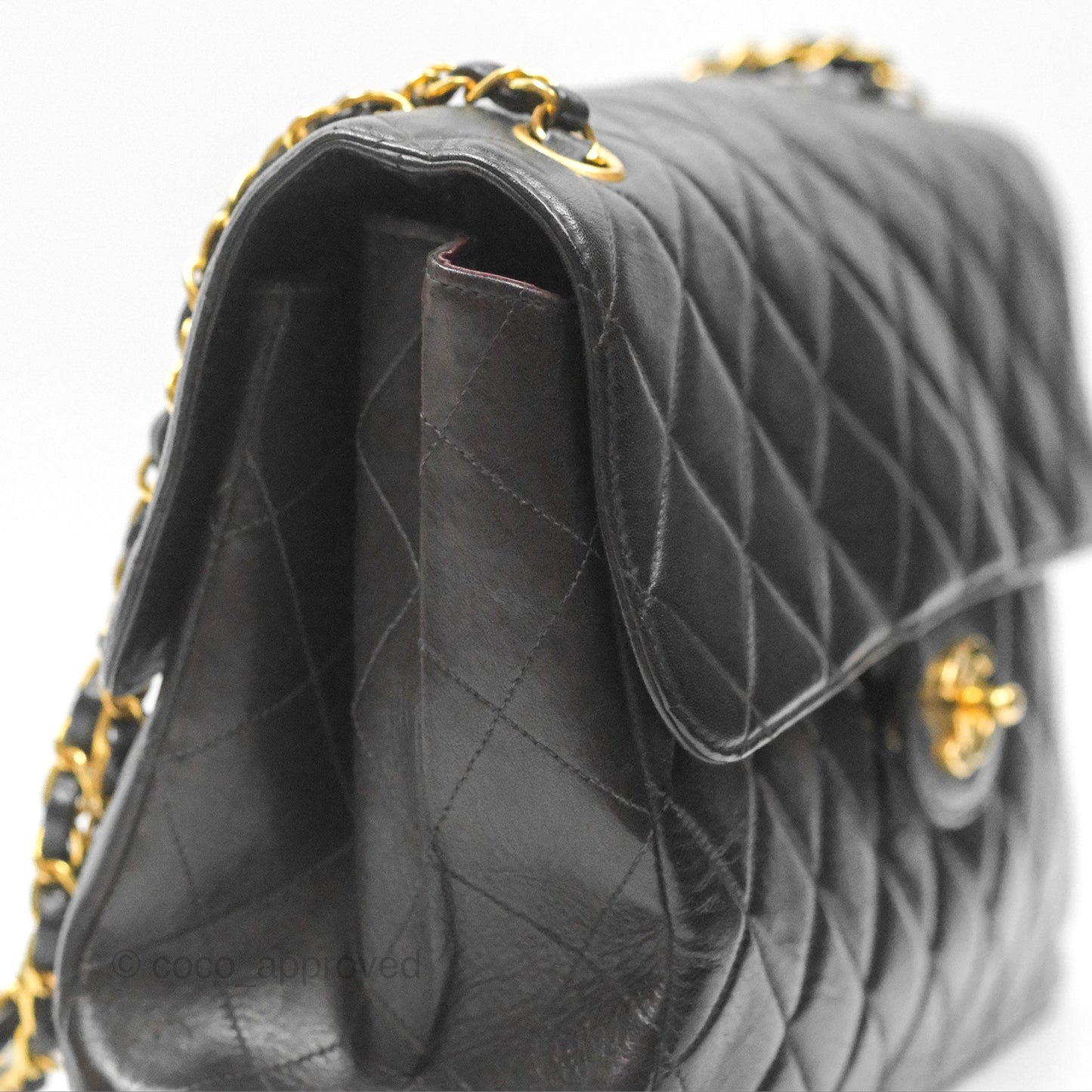 Chanel Vintage Double Sided Jumbo Flap Black Lambskin 24K Gold Hardware
