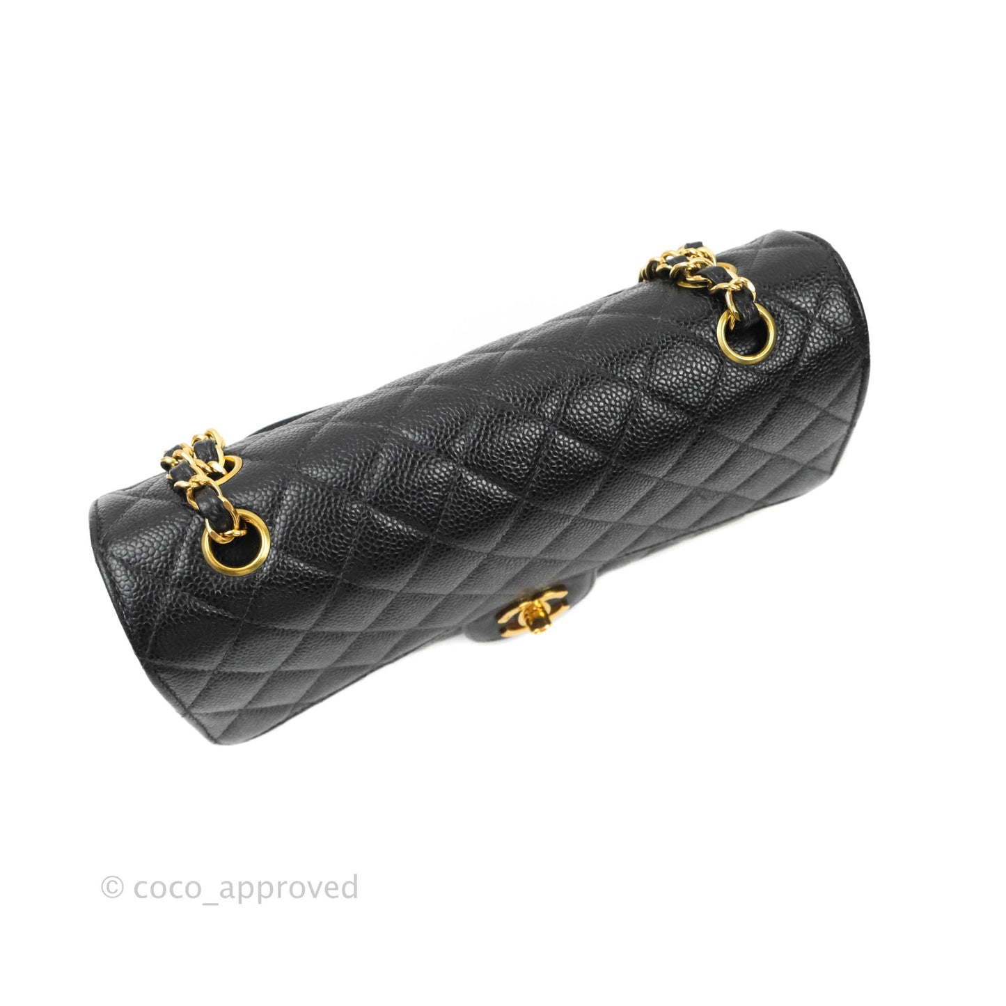 Chanel Vintage Quilted M/L Medium Double Flap Black Caviar 24K Gold Hardware