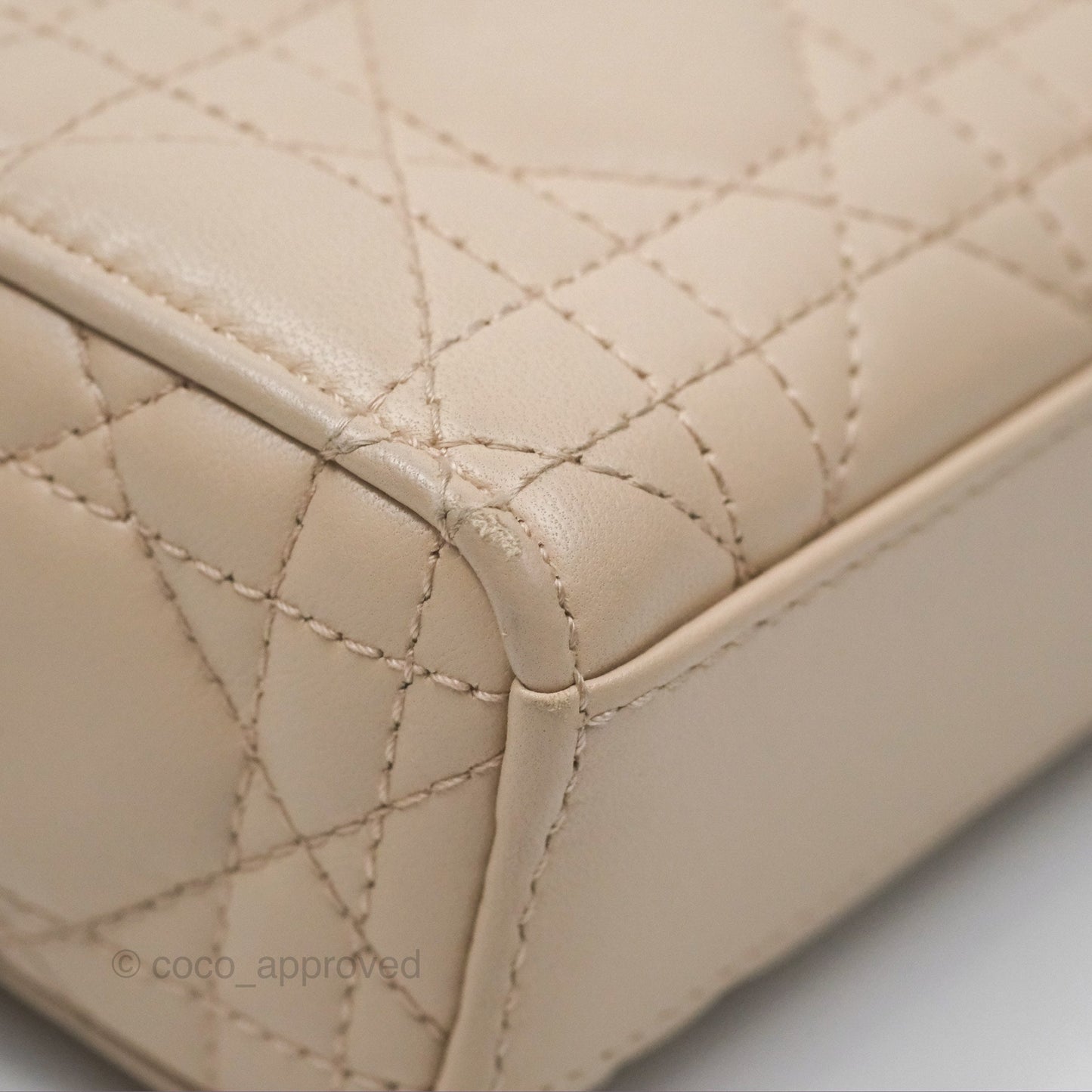 Christian Dior Medium Lady D-Joy Bag Beige Lambskin Cannage Gold Hardware