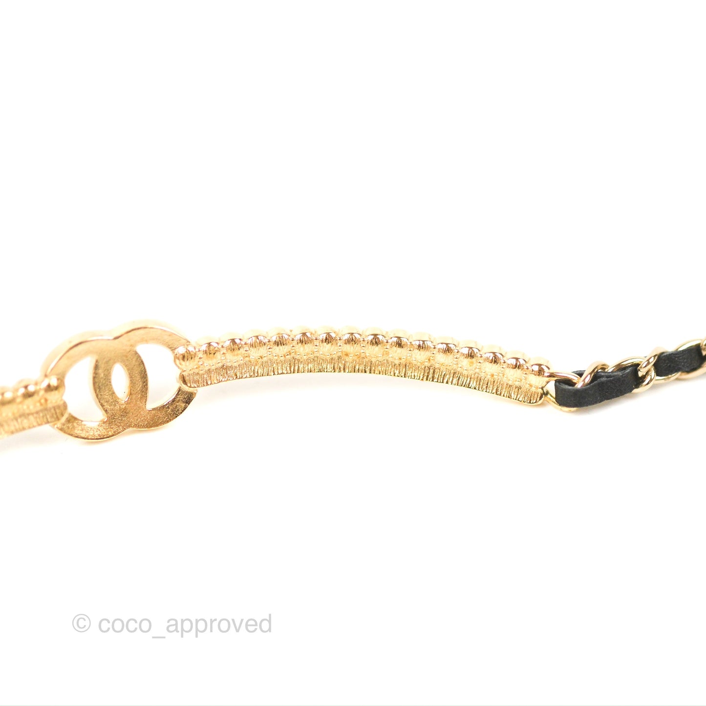 Chanel Crystal CC Black Chain Choker Gold Tone 22B