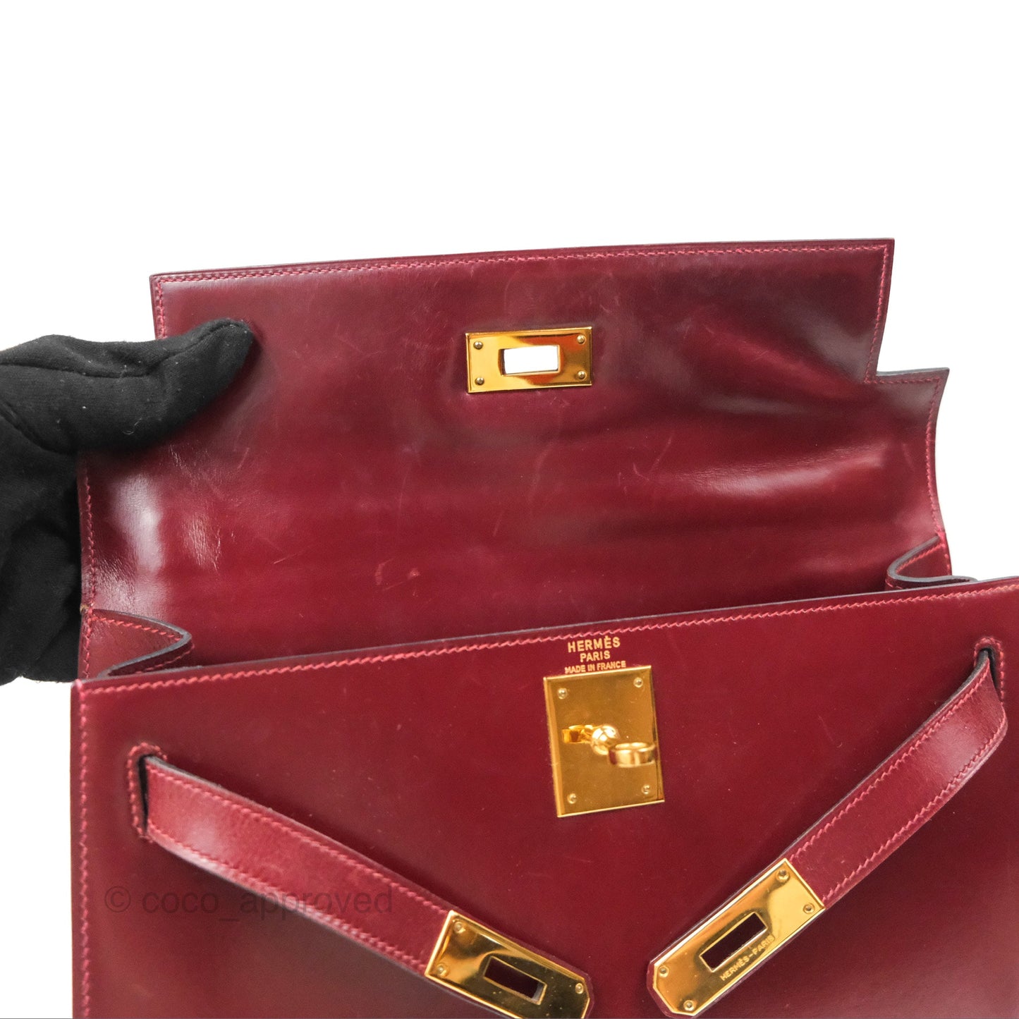Hermès Kelly Sellier 28 Box Rouge Gold Hardware