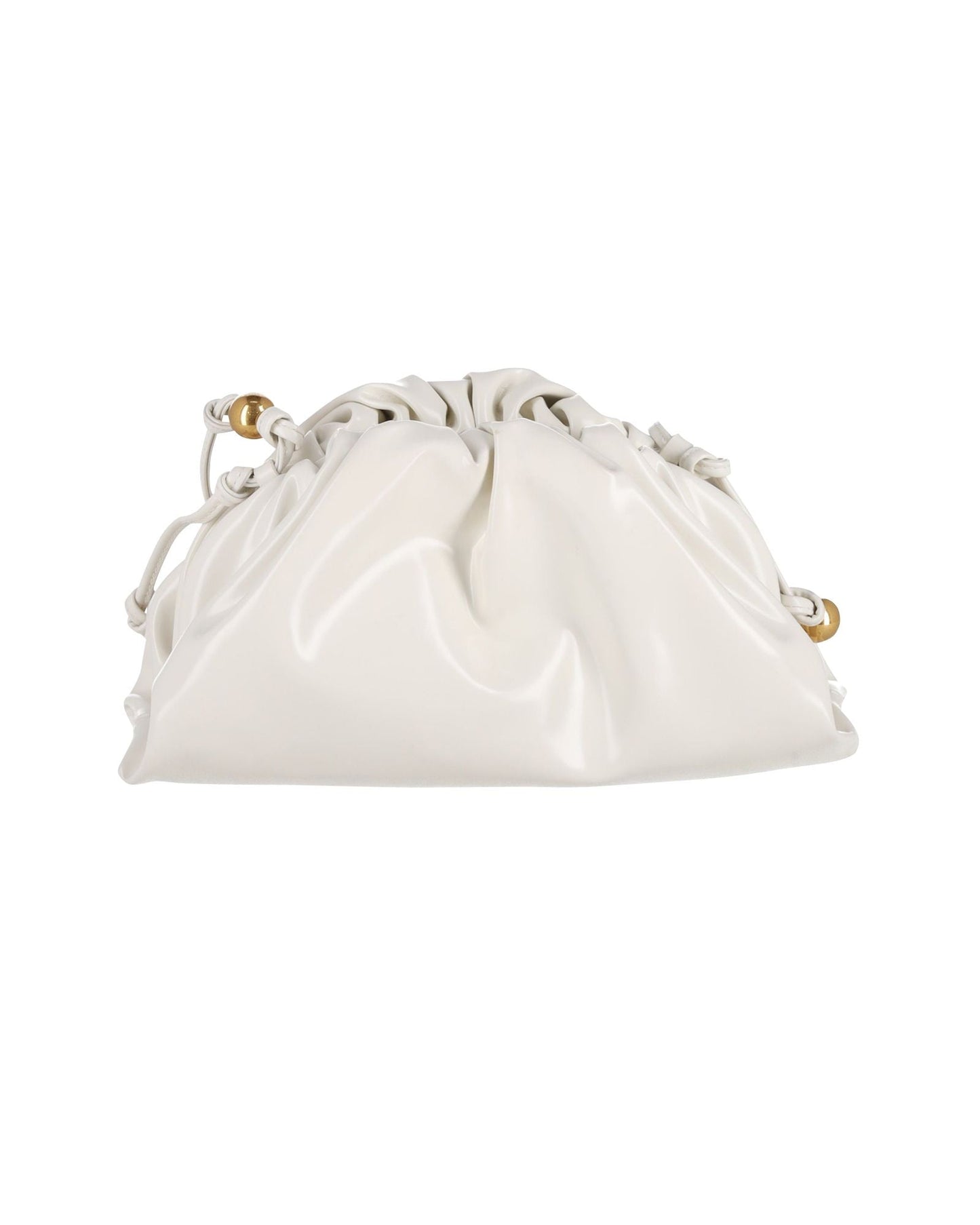 Luxury Bottega Veneta Mini Pouch Clutch in White Patent Leather