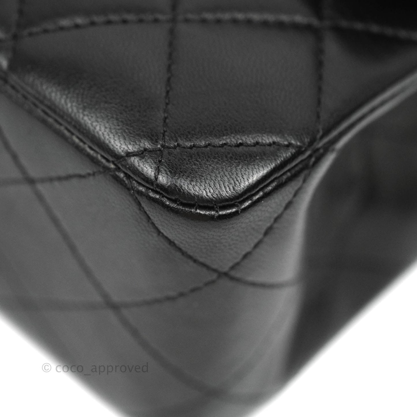 Chanel Classic M/L Medium Double Flap Black Lambskin Silver Hardware