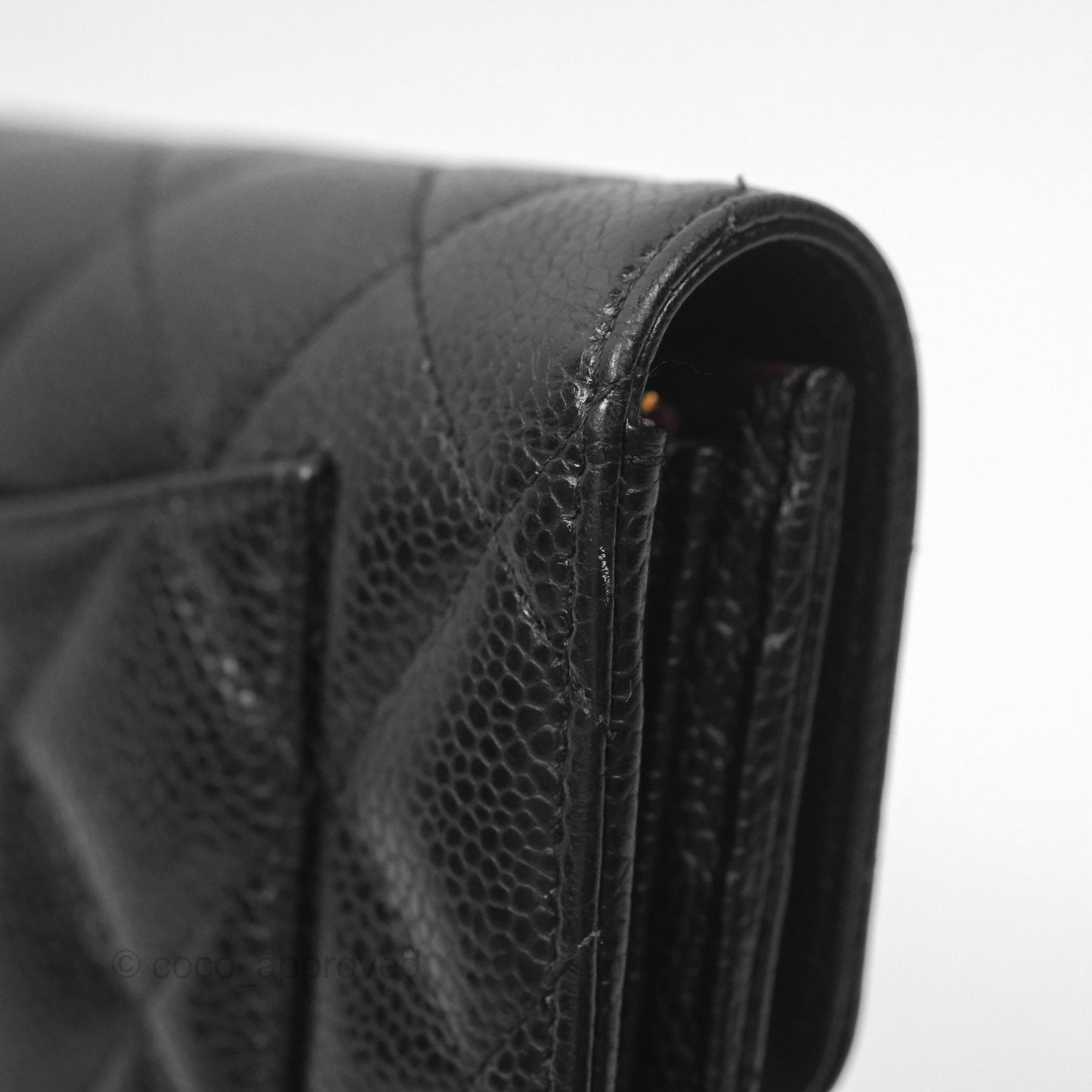 Chanel Quilted Classic Zip Long Wallet Black Caviar Gold Hardware