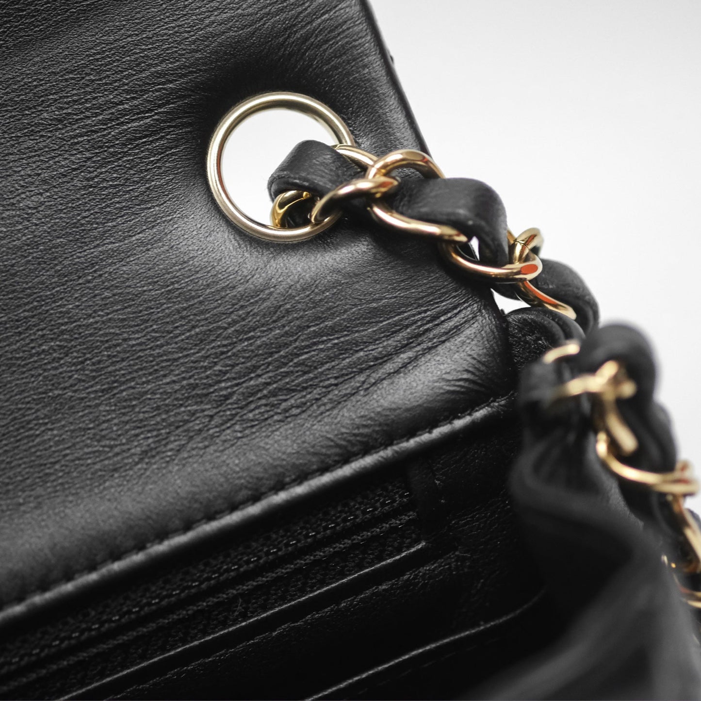 Chanel Mini Square Flap Quilted Black Lambskin Gold Hardware