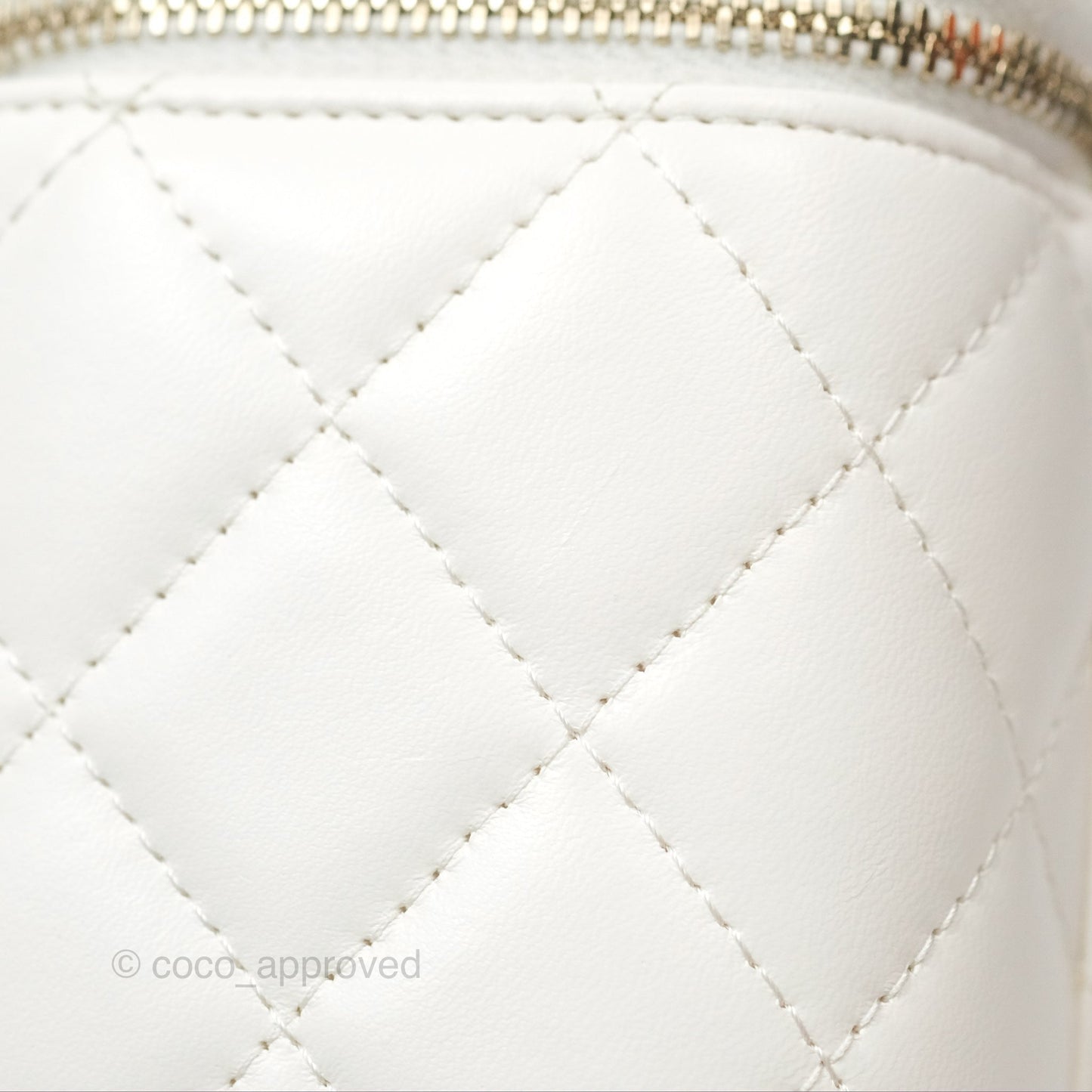 Chanel All Slide Vanity with Adjustable Chain White Lambskin Aged Gold Hardware