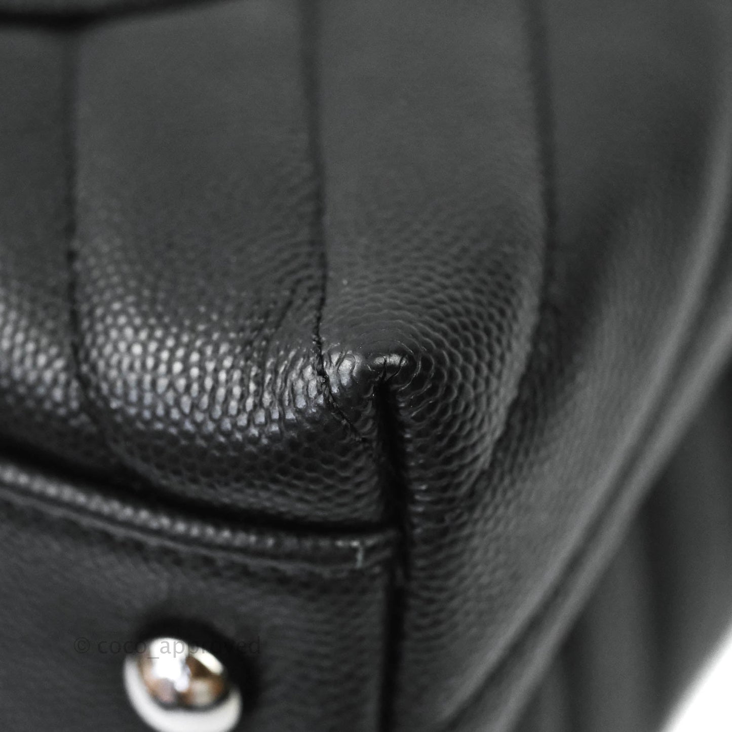 Chanel Mini (Small) Coco Handle Chevron Black Caviar Gun Metal Hardware