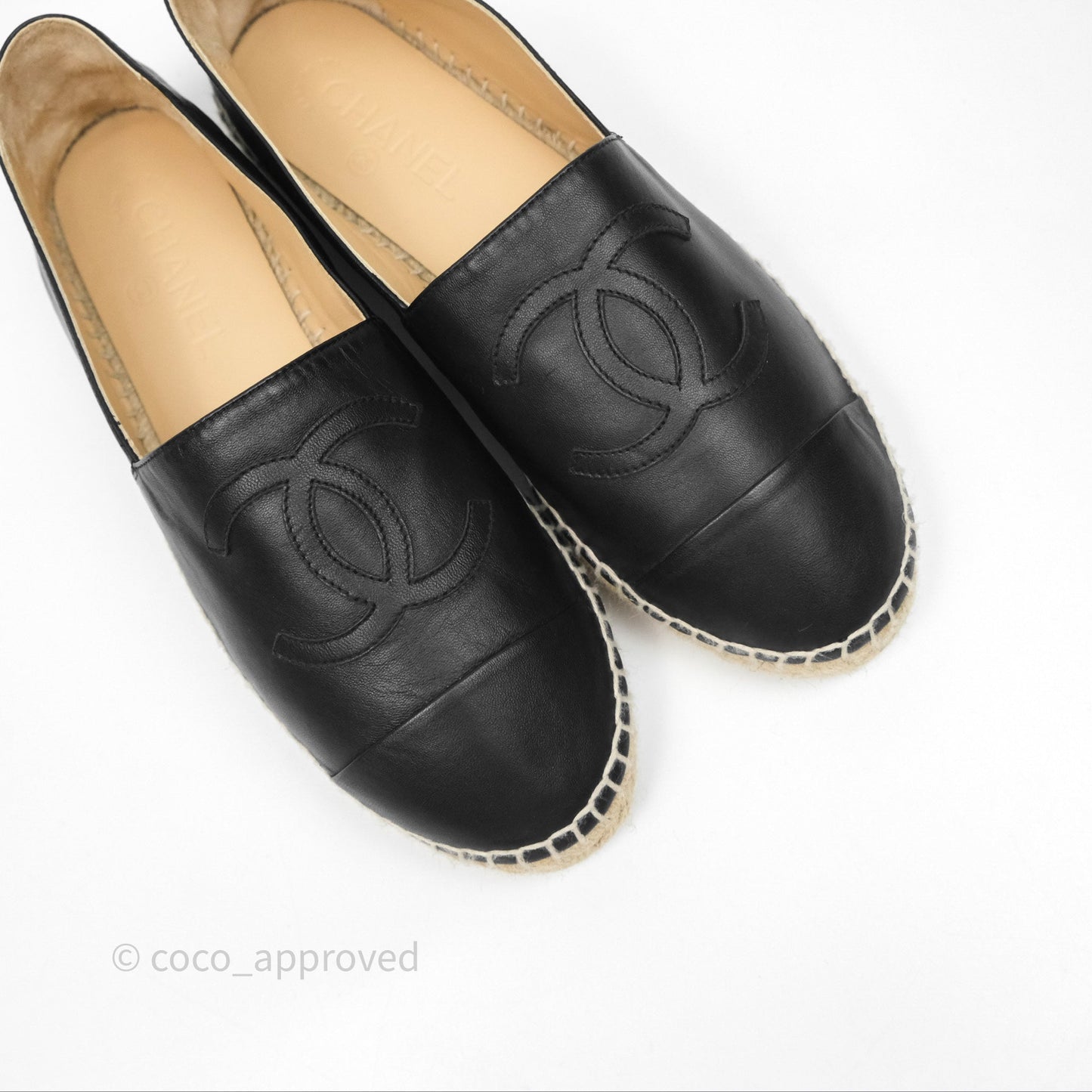 Chanel Espadrille Black Leather Size 40