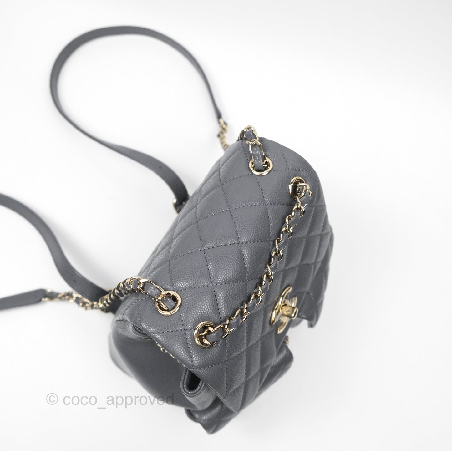 Chanel Duma Backpack Medium Grey Caviar Gold Hardware