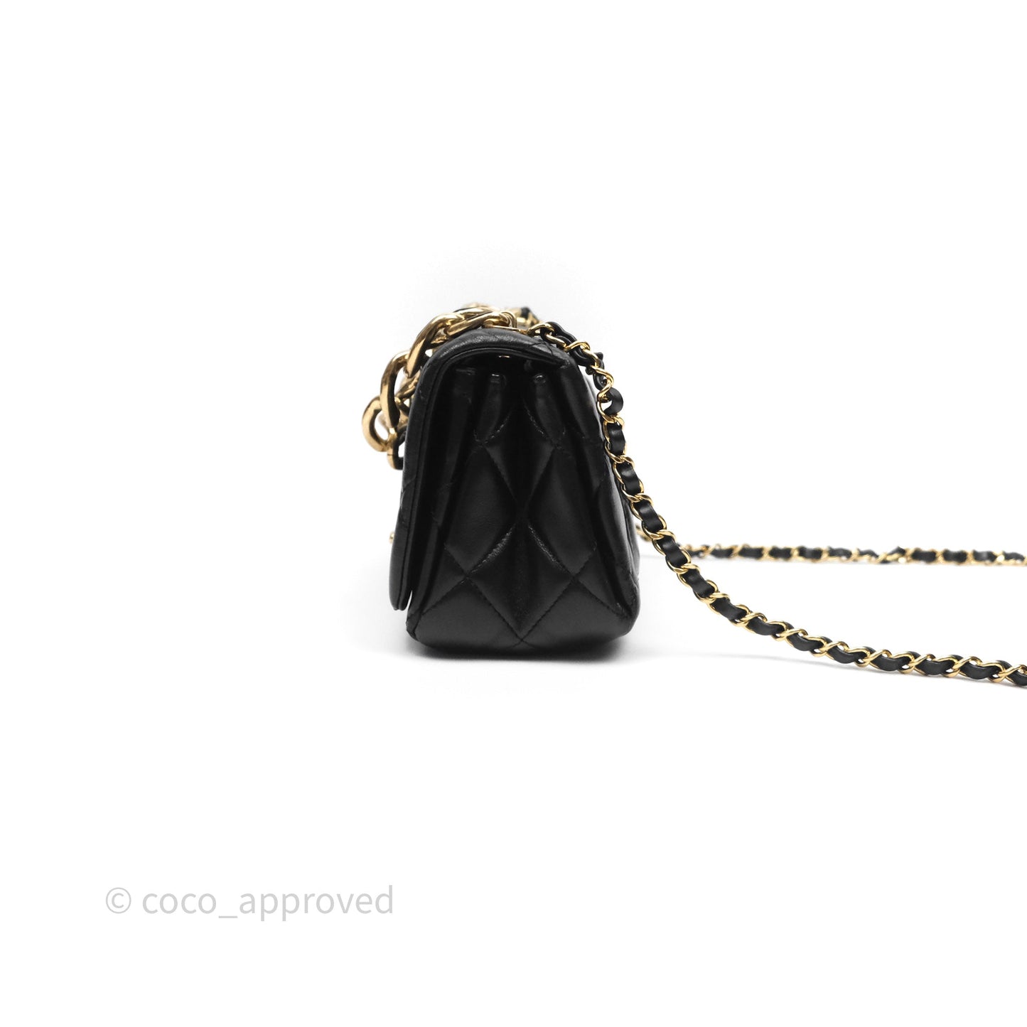 Chanel Quilted Color Match Chain Flap Black Lambskin Gold Hardware