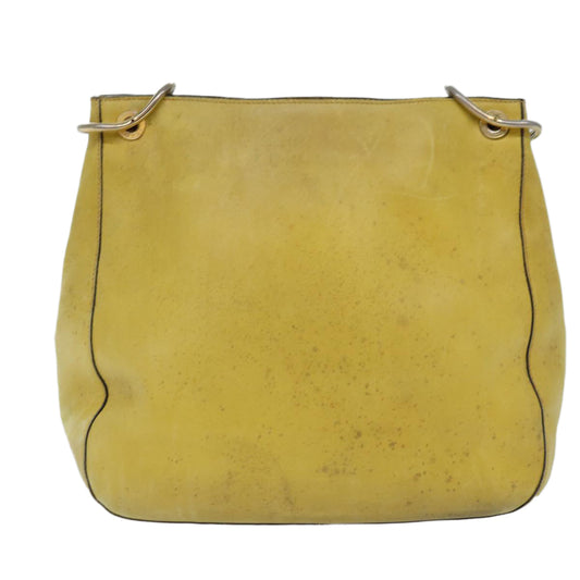 Luxury PradaChain Shoulder Bag Leather Yellow 75696