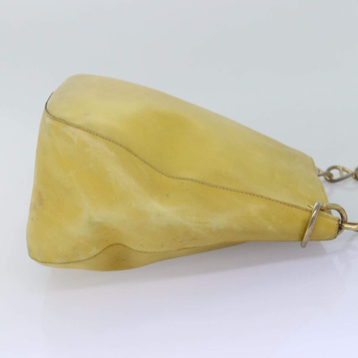 Luxury PradaChain Shoulder Bag Leather Yellow 75696