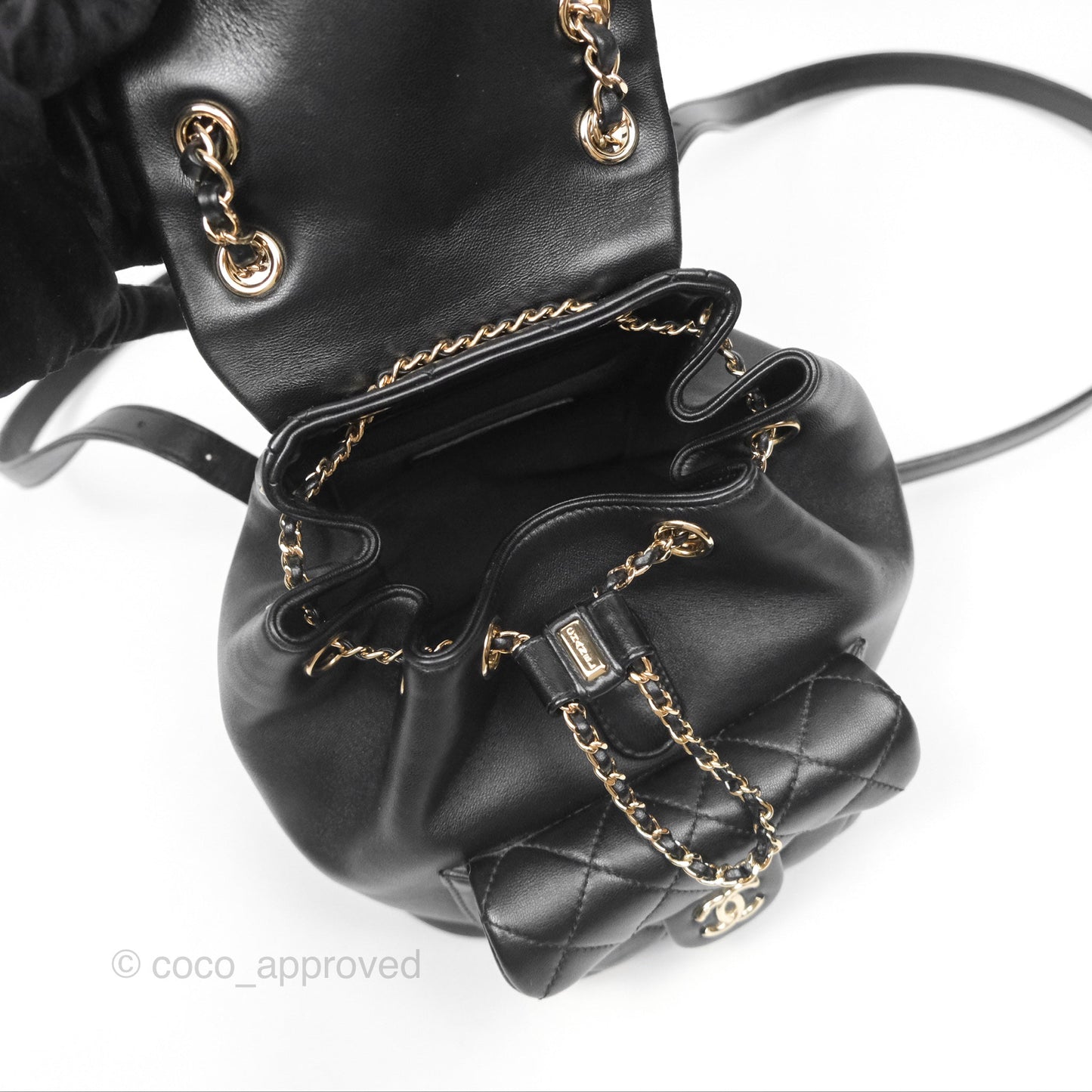 Chanel Quilted Small Duma Drawstring Backpack Black Lambskin