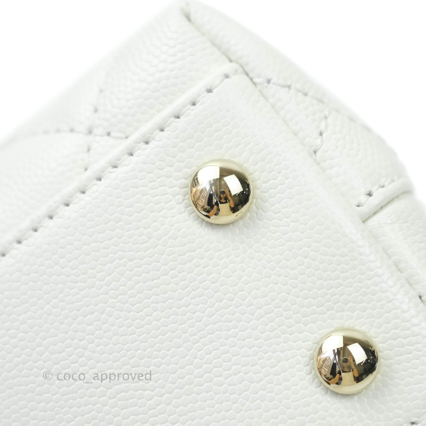 Chanel Extra Mini Coco Handle Quilted White Caviar Gold Hardware