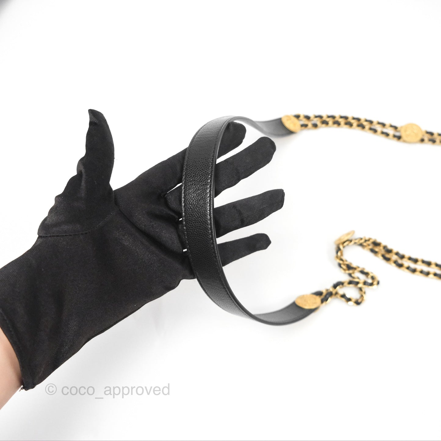 Chanel Mini Flap with Coin Charm Black Caviar Aged Gold Hardware 22A