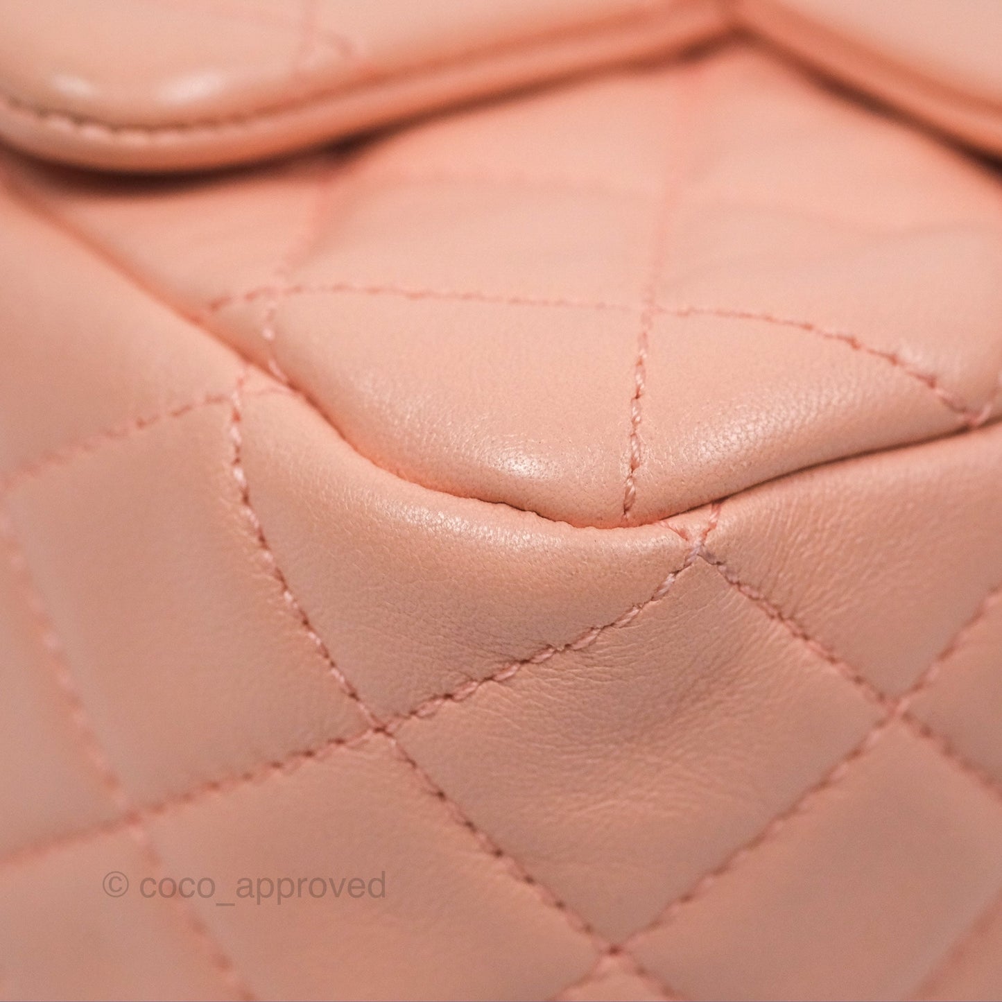 Chanel Pearl Crush Mini Square Quilted Peach Beige Lambskin Aged Gold Hardware