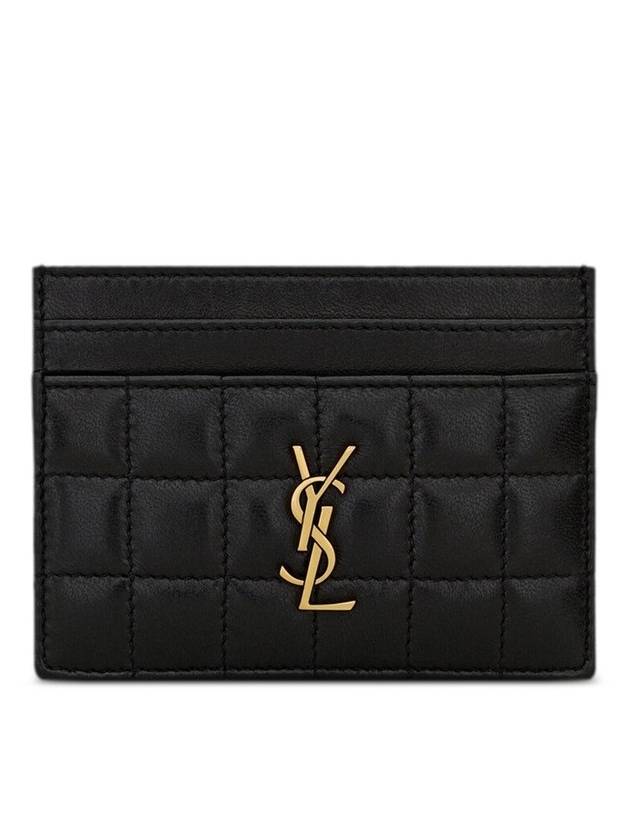 Luxury Saint Laurent Cassandre Quilting Leather Card Wallet Black