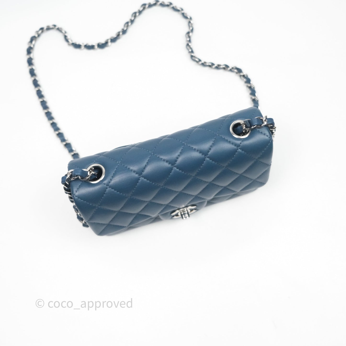 Chanel Mini Rectangular Quilted Navy Lambskin Silver Hardware