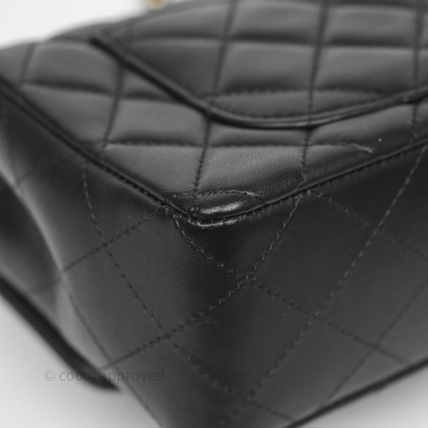 Chanel Mini Rectangular Quilted Black Lambskin Gold Hardware