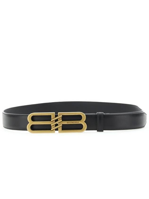 Luxury Balenciaga BB Signature 30 Buckle Leather Belt Black